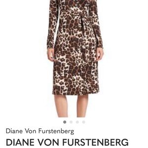 Diane Von Furstenberg Leopard Print Long Sleeve Dress